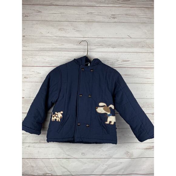 Le Petit Rothschild Boys Coat 48M Navy with dog patches hooded‎ - Picture 1 of 7